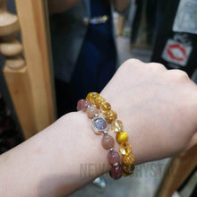 將圖片載入圖庫檢視器 【招財水晶手鏈】招財陣法組合水晶手鏈" 吸金魔法"-虎眼石 ,黃水晶, 金箔圓珠