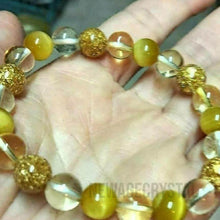 將圖片載入圖庫檢視器 【招財水晶手鏈】招財陣法組合水晶手鏈" 吸金魔法"-虎眼石 ,黃水晶, 金箔圓珠