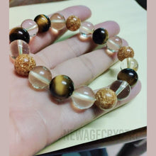 將圖片載入圖庫檢視器 【招財水晶手鏈】招財陣法組合水晶手鏈" 吸金魔法"-虎眼石 ,黃水晶, 金箔圓珠