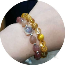 將圖片載入圖庫檢視器 【招財水晶手鏈】招財陣法組合水晶手鏈" 吸金魔法"-虎眼石 ,黃水晶, 金箔圓珠