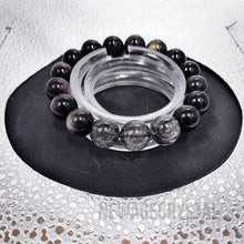 將圖片載入圖庫檢視器 黑髮晶 ,金/銀/彩黑曜石之四角魔法組合, 轉運改運水晶手鏈 |天然水晶手鍊推薦| 香港水晶店