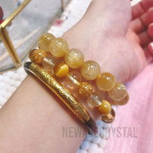 將圖片載入圖庫檢視器 【招財水晶手鏈】招財陣法組合水晶手鏈" 吸金魔法"-虎眼石 ,黃水晶, 金箔圓珠