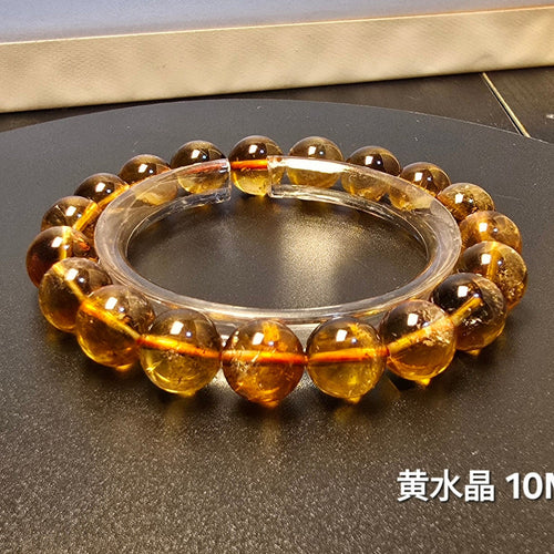 霸焰黃水晶手鍊：招財與療癒的黃金能量石 巴西天然10–14mm