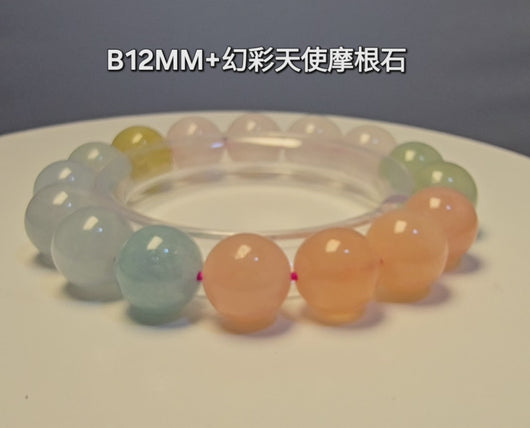 本段影片完整展示幻彩天使摩根石水晶手鍊 12MM+ #B 17粒 的亮麗色澤和晶體細節