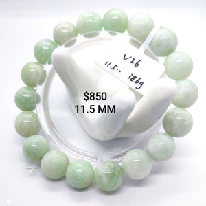 翠綠色月亮石水晶手鏈 V26 11.5 MM 18 粒; 適合手圍至 17cm